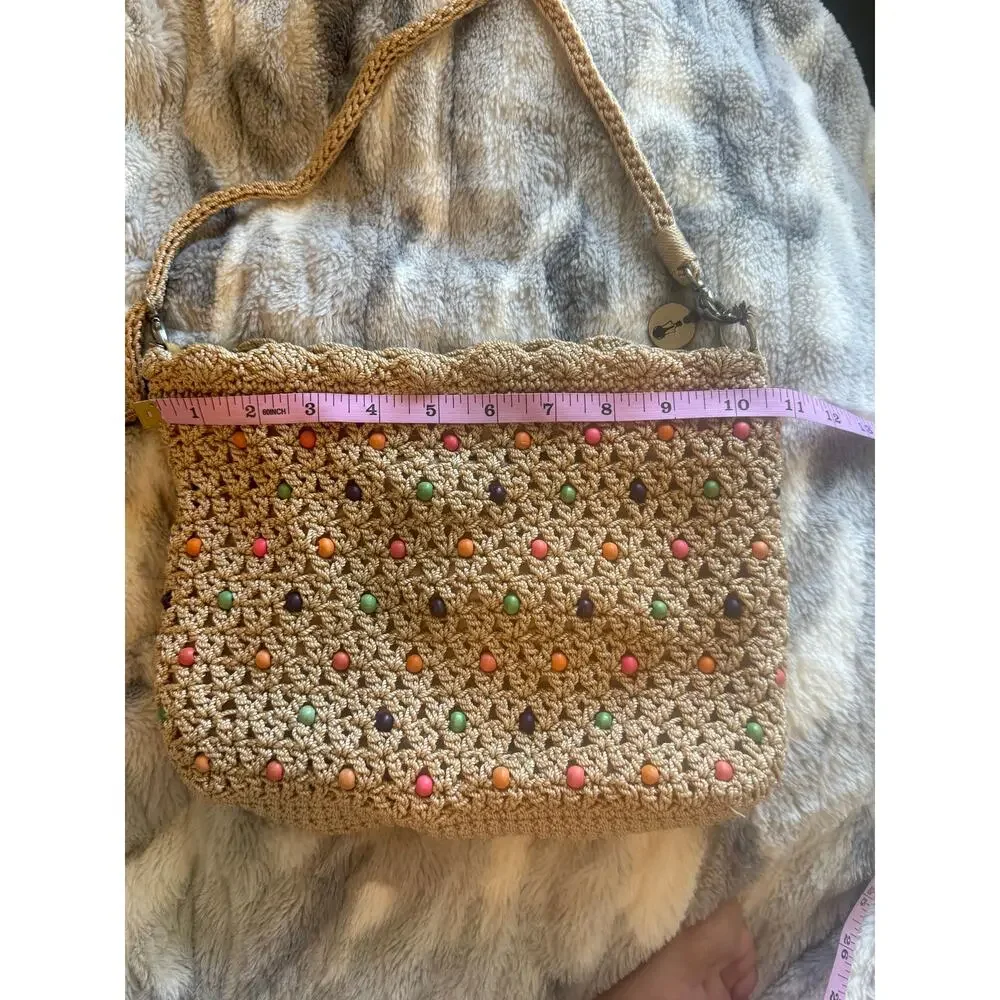 The Sak Weave‎ Beaded Small Crossbody Bag Crochet Woven Vacation Natural